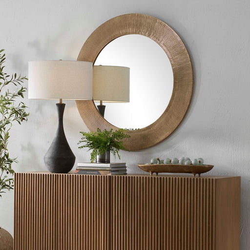 Uttermost Tano Antique Brass Round Mirror