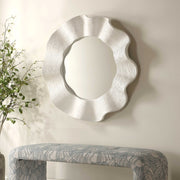 Uttermost Wave Length 40in Round White Mirror | Textured Matte White Frame | Entryway & Bathroom Accent | 40 x 5.12 x 40 in | Model 8286
