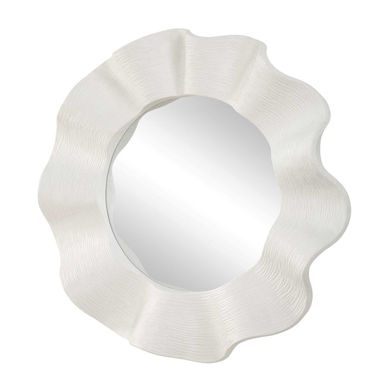Uttermost Wave Length 40in Round White Mirror | Textured Matte White Frame | Entryway & Bathroom Accent | 40 x 5.12 x 40 in | Model 8286