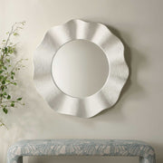Uttermost Wave Length 40in Round White Mirror | Textured Matte White Frame | Entryway & Bathroom Accent | 40 x 5.12 x 40 in | Model 8286