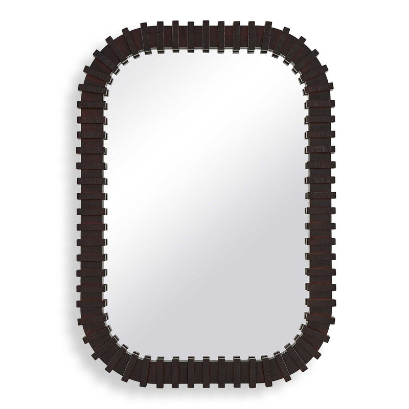 Uttermost Abram 30in Espresso Wood Mirror | Segmented Rubber Wood Frame | Entryway & Bathroom Wall Mirror | 30 x 2 x 42 in | Model 8383