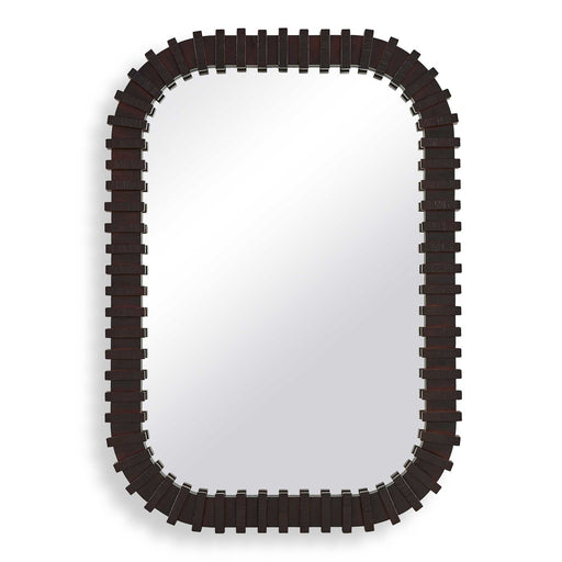 Uttermost Abram 30in Espresso Wood Mirror | Segmented Rubber Wood Frame | Entryway & Bathroom Wall Mirror | 30 x 2 x 42 in | Model 8383