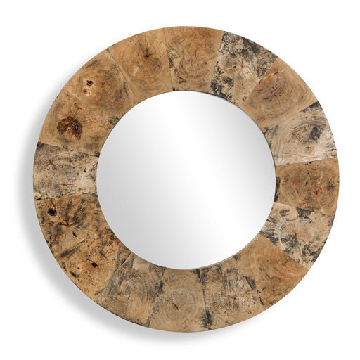 Uttermost Hiram 38in Round Tamarind Wood Mirror | Variegated Wood Frame | Entryway & Bathroom Wall Mirror | 38 x 1.2 x 38 in | Model 8391