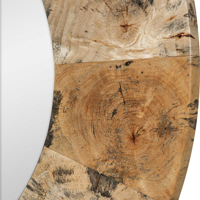 Uttermost Hiram 38in Round Tamarind Wood Mirror | Variegated Wood Frame | Entryway & Bathroom Wall Mirror | 38 x 1.2 x 38 in | Model 8391