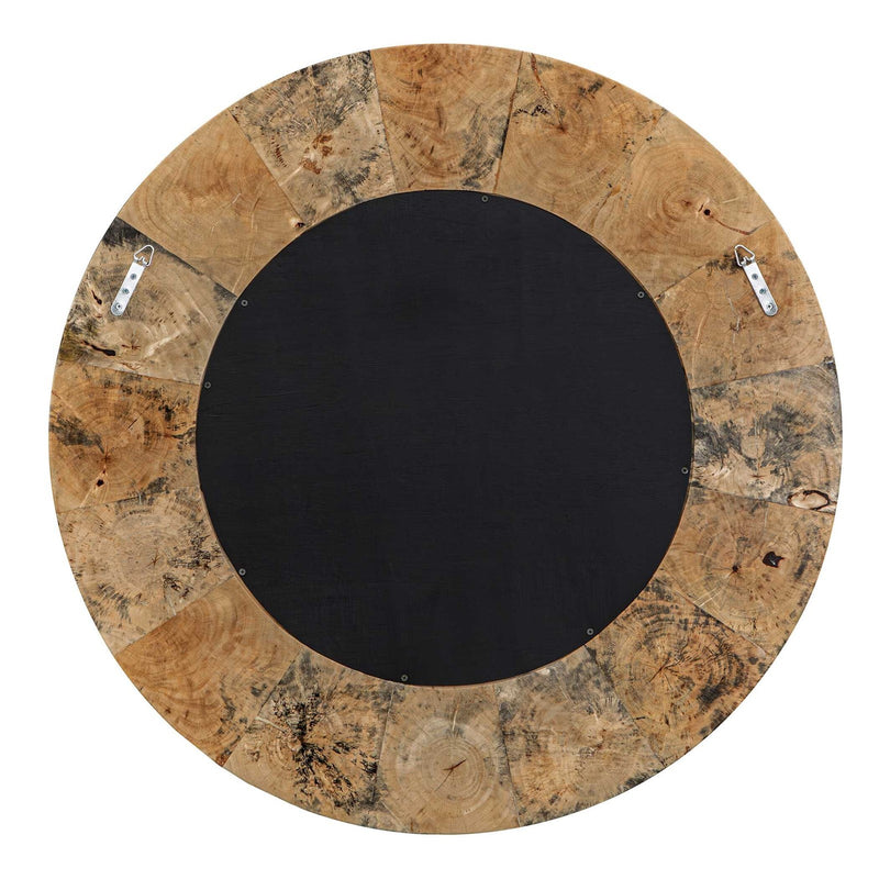 Uttermost Hiram 38in Round Tamarind Wood Mirror | Variegated Wood Frame | Entryway & Bathroom Wall Mirror | 38 x 1.2 x 38 in | Model 8391