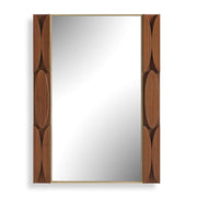 Uttermost Macario 30in Mid-Century Walnut Mirror | Walnut Veneer with Antique Gold Edge | Living Room & Bedroom Wall Mirror | Model 8397