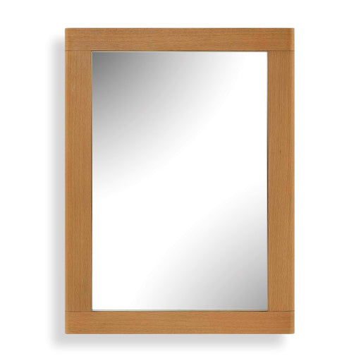 Uttermost Bishop 30x40in Gunstock Oak Mirror | Curved Oak Veneer Frame with Antique Brass Liner | Entryway & Bedroom Wall Mirror | Model 8408