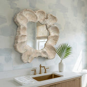Uttermost Ariadne 28in Round Tamarind Wood Mirror | Bleached Wood Frame with Live Edge | Entryway & Bathroom Wall Mirror | Model 8409