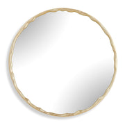 Uttermost Crinkle 40in Round Wall Mirror | Champagne Leaf Brass Gold | Entryway & Bedroom Accent | 40 x 40 x 1.5 in | Model 8413