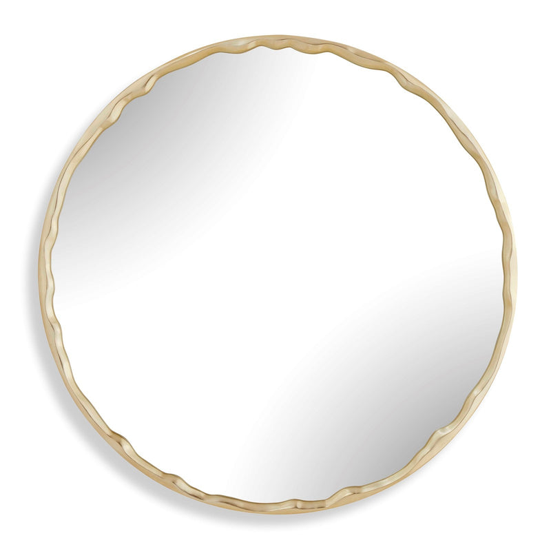 Uttermost Crinkle 40in Round Wall Mirror | Champagne Leaf Brass Gold | Entryway & Bedroom Accent | 40 x 40 x 1.5 in | Model 8413