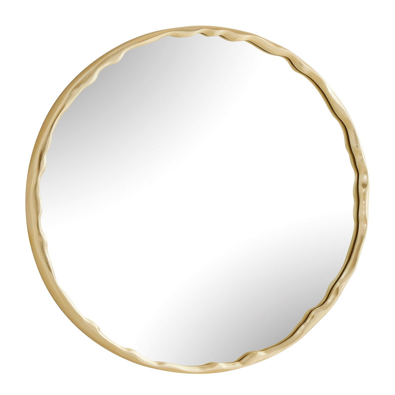 Uttermost Crinkle 40in Round Wall Mirror | Champagne Leaf Brass Gold | Entryway & Bedroom Accent | 40 x 40 x 1.5 in | Model 8413