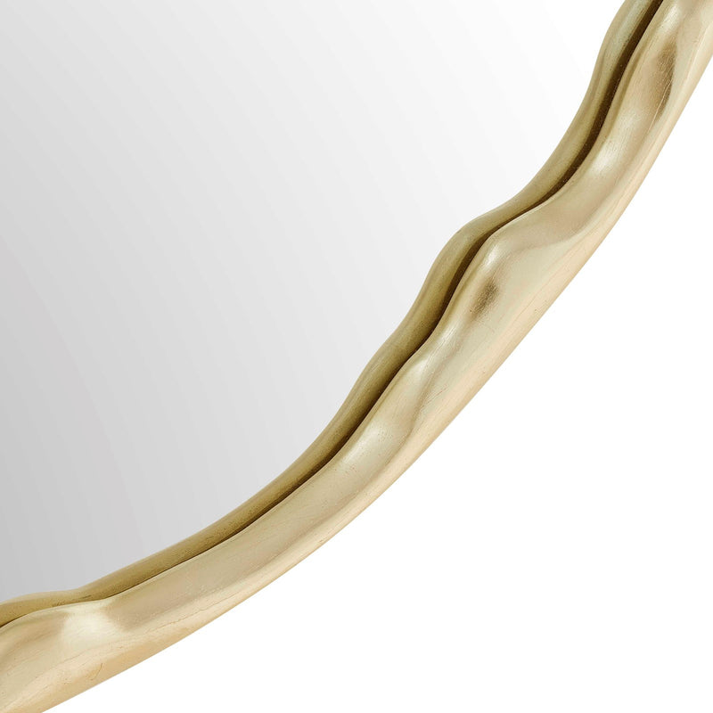 Uttermost Crinkle 40in Round Wall Mirror | Champagne Leaf Brass Gold | Entryway & Bedroom Accent | 40 x 40 x 1.5 in | Model 8413