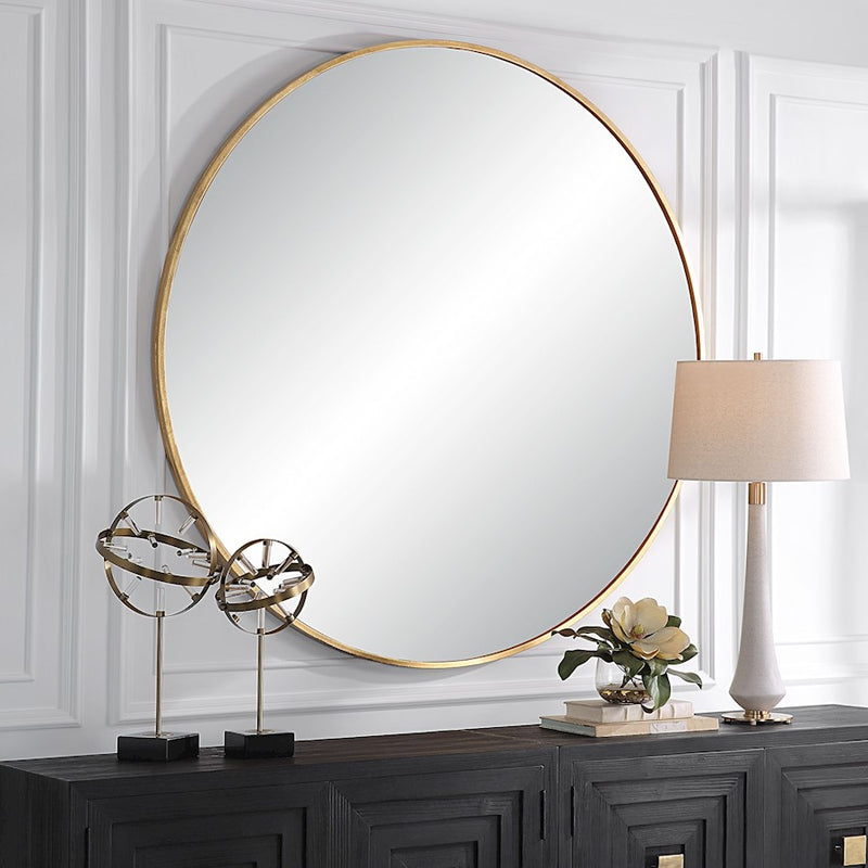Uttermost Junius Large Round Mirror, Antique Gold Leaf