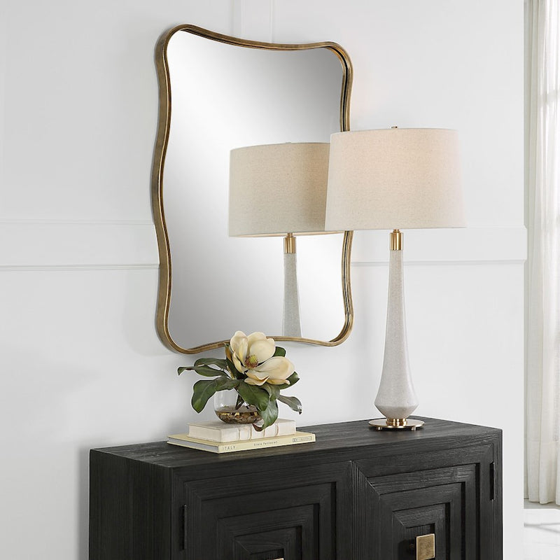 Uttermost Pavia Curvy Vanity Mirror, Antique Gold