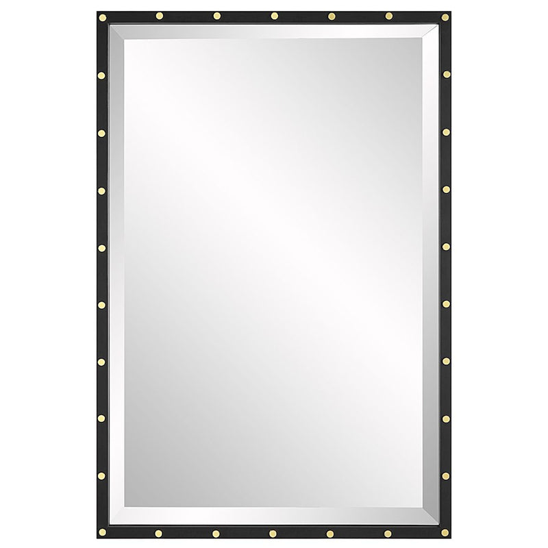 Uttermost Benedo Industrial Vanity Mirror, Matte Black/Brass