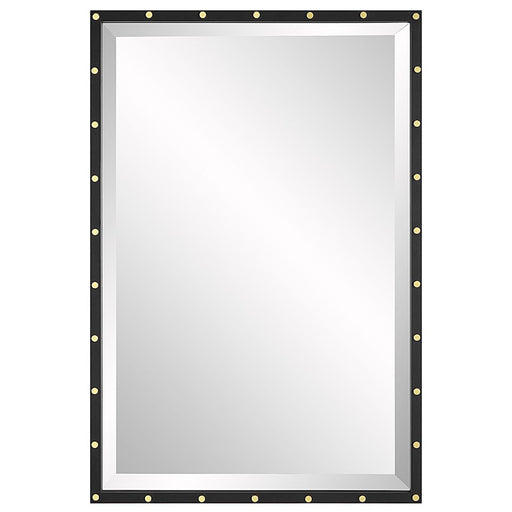 Uttermost Benedo Industrial Vanity Mirror, Matte Black/Brass