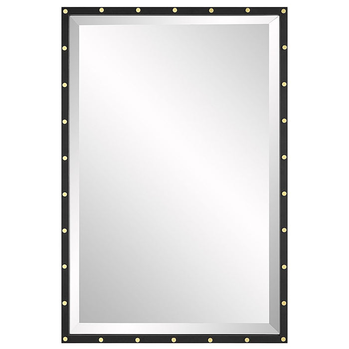 Uttermost Benedo Industrial Vanity Mirror, Matte Black/Brass