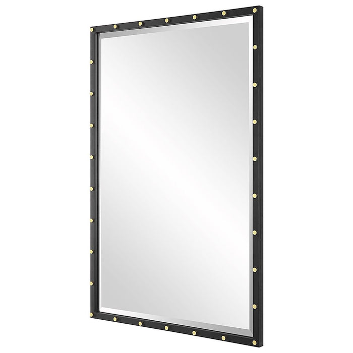 Uttermost Benedo Industrial Vanity Mirror, Matte Black/Brass