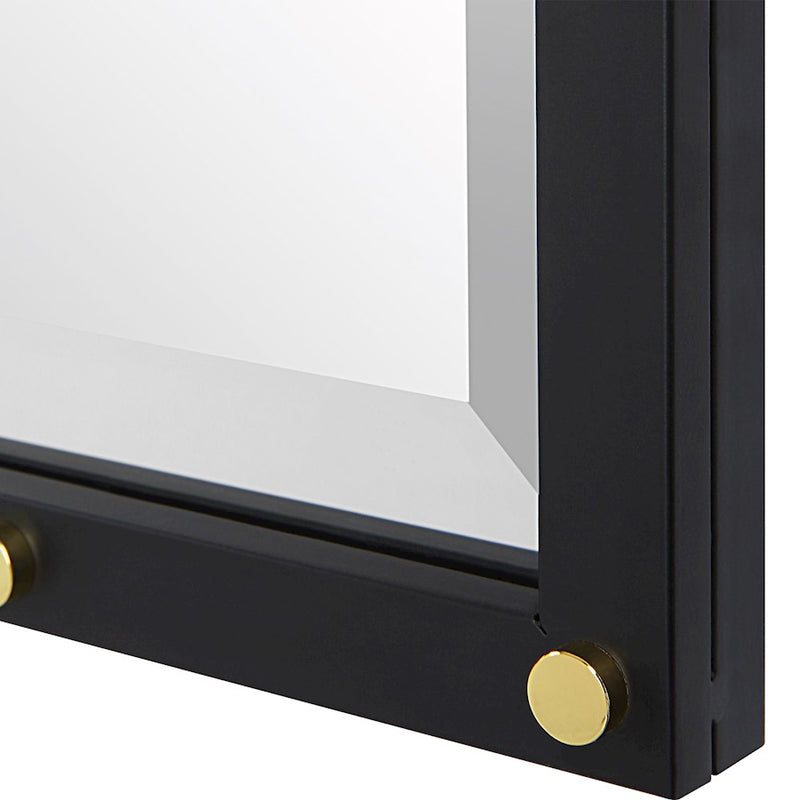 Uttermost Benedo Industrial Vanity Mirror, Matte Black/Brass