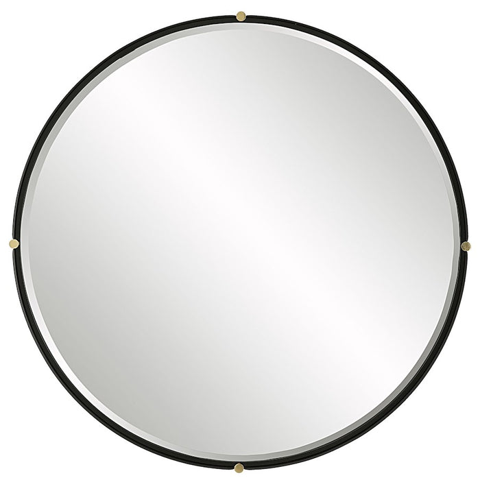 Uttermost Bonded Round Mirror, Sleek Matte Black