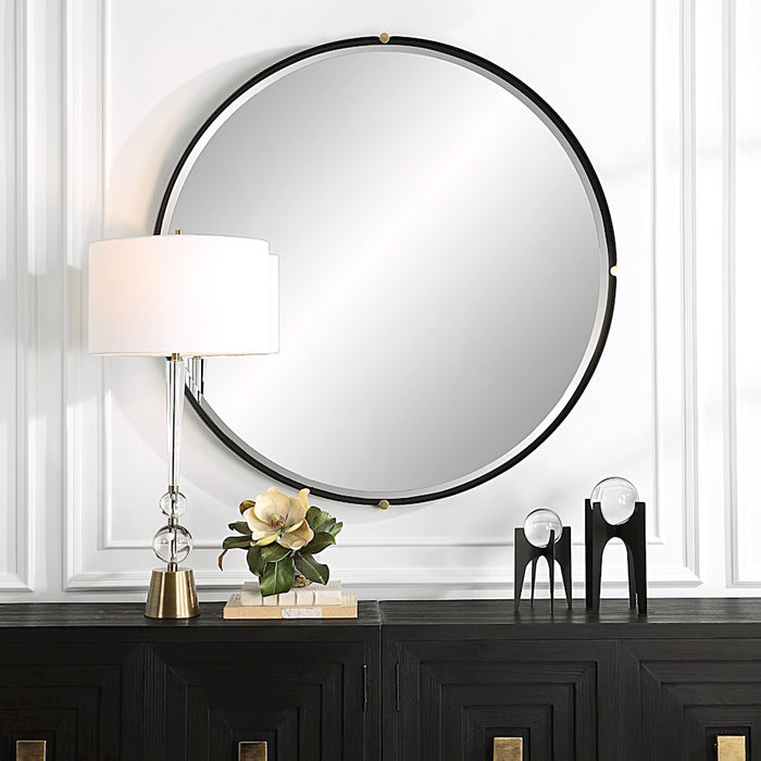 Uttermost Bonded Round Mirror, Sleek Matte Black