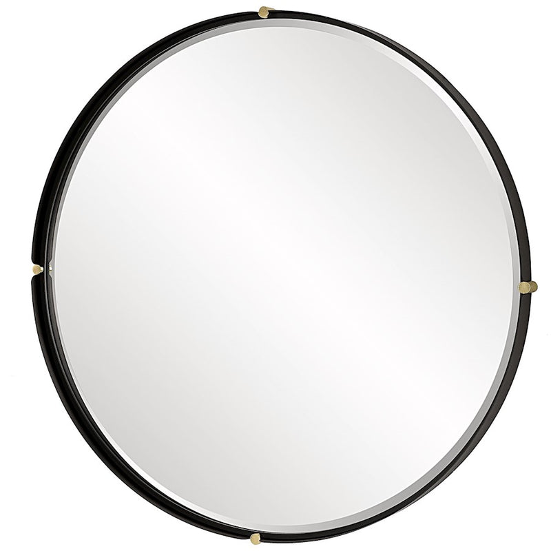 Uttermost Bonded Round Mirror, Sleek Matte Black