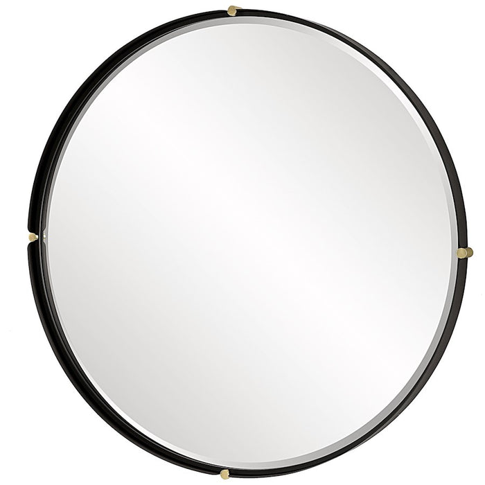 Uttermost Bonded Round Mirror, Sleek Matte Black