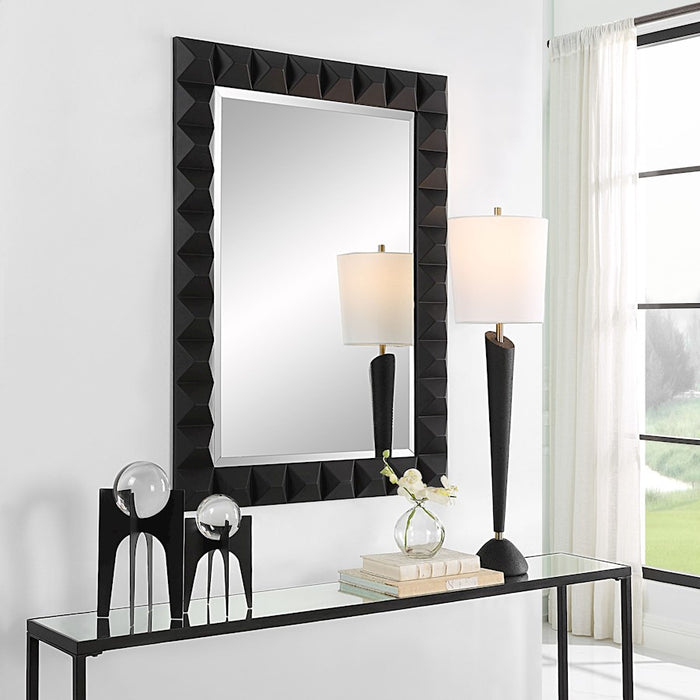 Uttermost Studded Black Mirror, Sleek Matte Black