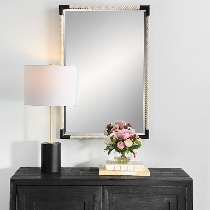 Uttermost Marina Rope Mirror, Matte Black