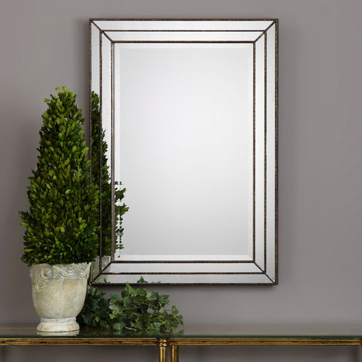 Haus Appeal Rainer 34x24in Wall Mirror | Metallic Bronze MDF with Mirror Inlays | Entryway & Bathroom Accent | 34 x 24 x 0.8 in, Vertical | Model W00403