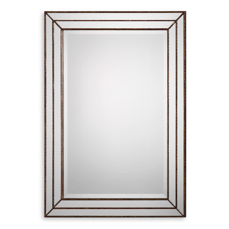 Haus Appeal Rainer 34x24in Wall Mirror | Metallic Bronze MDF with Mirror Inlays | Entryway & Bathroom Accent | 34 x 24 x 0.8 in, Vertical | Model W00403
