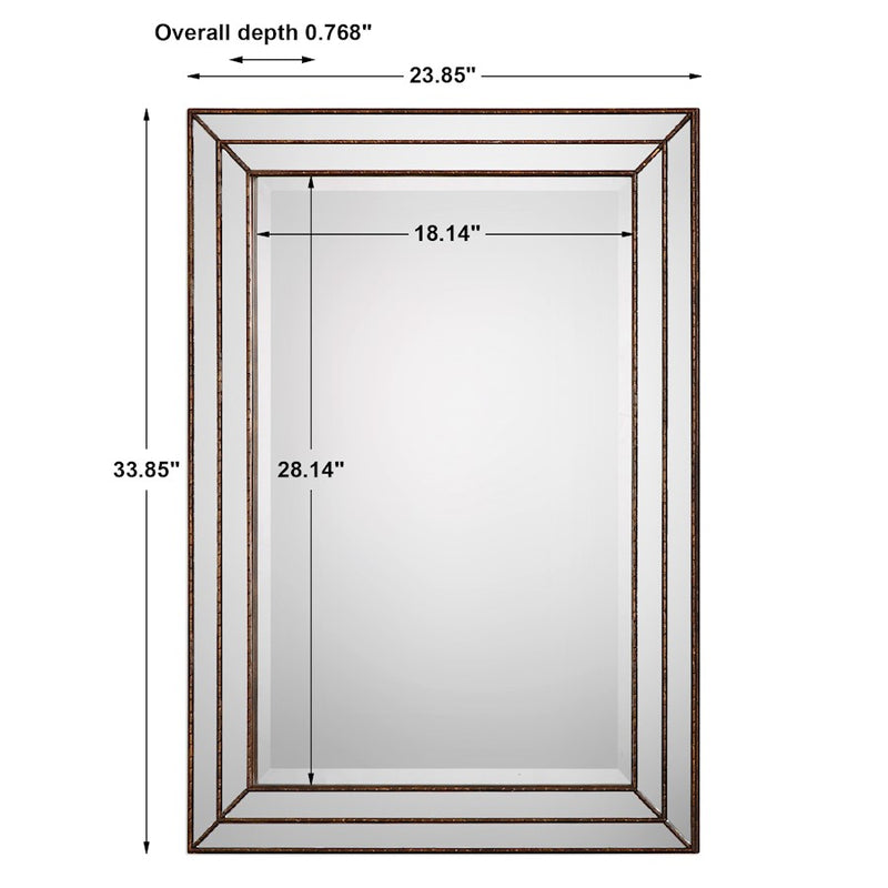 Haus Appeal Rainer 34x24in Wall Mirror | Metallic Bronze MDF with Mirror Inlays | Entryway & Bathroom Accent | 34 x 24 x 0.8 in, Vertical | Model W00403