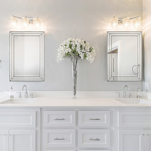 Haus Appeal Excellus 34x24in Mirror | Metallic Silver MDF with Mirror Inlays | Entryway & Bedroom Accent & Bedroom Mirror | 34 x 24 x 0.8 | Model W00404