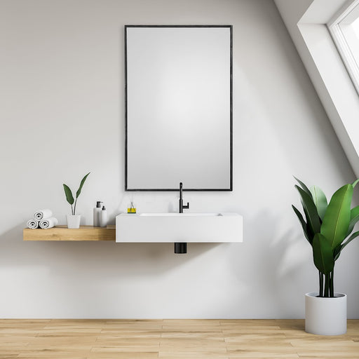 Haus Appeal Trenton 36x24in Wall Mirror | Oil Rubbed Bronze Metal & Wood Frame | Vanity & Entryway Mirror | 24 x 36 x 1 in, Floating Effect | Model W00412