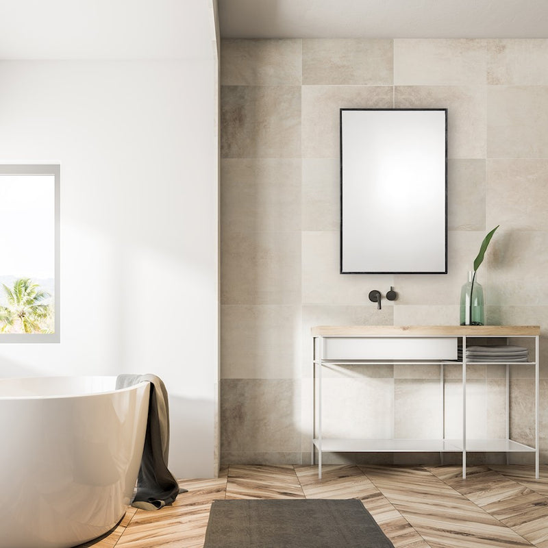 Haus Appeal Trenton 36x24in Wall Mirror | Oil Rubbed Bronze Metal & Wood Frame | Vanity & Entryway Mirror | 24 x 36 x 1 in, Floating Effect | Model W00412