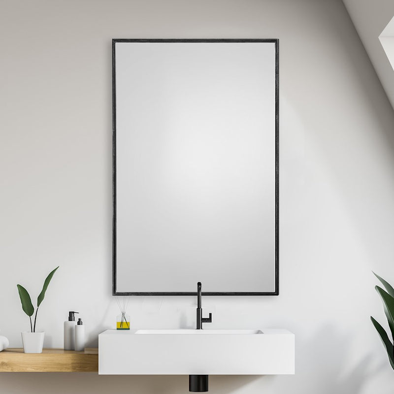 Haus Appeal Trenton 36x24in Wall Mirror | Oil Rubbed Bronze Metal & Wood Frame | Vanity & Entryway Mirror | 24 x 36 x 1 in, Floating Effect | Model W00412