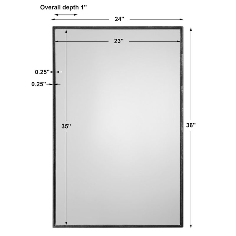 Haus Appeal Trenton 36x24in Wall Mirror | Oil Rubbed Bronze Metal & Wood Frame | Vanity & Entryway Mirror | 24 x 36 x 1 in, Floating Effect | Model W00412