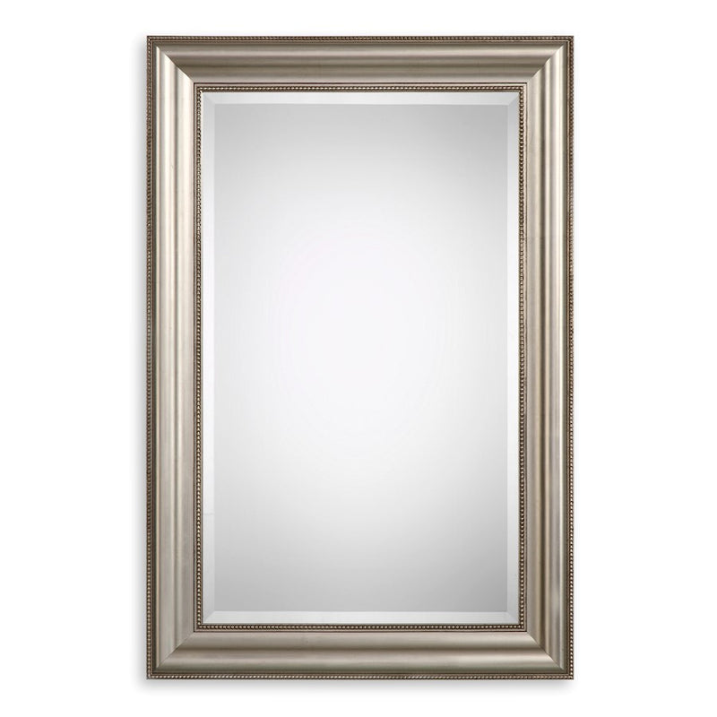 Haus Appeal Brookhaven 36x24in Wall Mirror | Lightly Antiqued Champagne Silver Leaf Wood Frame | Living Room, Bedroom & Entryway | 24 x 36in | Model W00416