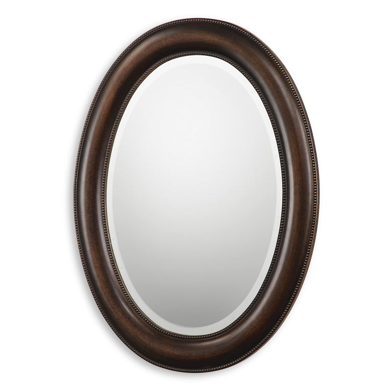 Haus Appeal Madeline 29x22in Oval Mirror | Dark Bronze & Antique Gold Polystyrene | Entryway & Living Room Accent | 1in Bevel, Vert/Horiz Hang | Model W00425
