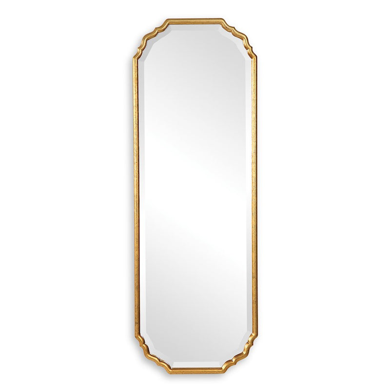 Haus Appeal Easton 62x22in Wall Mirror | Antiqued Metallic Gold Leaf Frame | Elegant Curved Corners | Entryway & Bathroom Accent | Model W00433