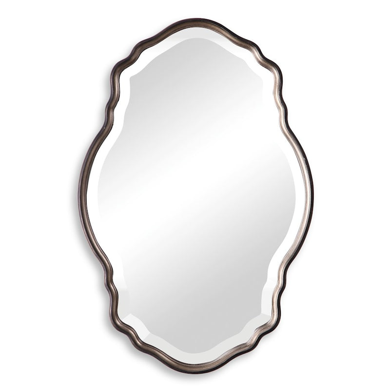 Haus Appeal Maison 33x22in Wall Mirror | Antiqued Silver Champagne w/ Bronze Edge | Entryway & Bathroom Accent | 33.25 x 22.25 x 1 in | Model W00434