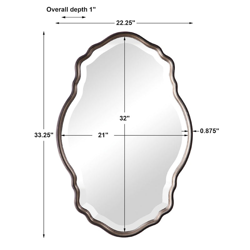 Haus Appeal Maison 33x22in Wall Mirror | Antiqued Silver Champagne w/ Bronze Edge | Entryway & Bathroom Accent | 33.25 x 22.25 x 1 in | Model W00434
