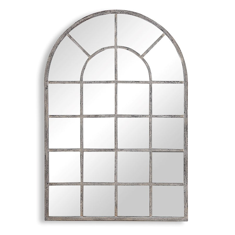 Haus Appeal Wren 44x30in Arched Wall Mirror | Antique Rustic Gray Metal Frame | Entryway & Bathroom Accent | 30 x 44 x 1.25 in | Vertical | Model W00442