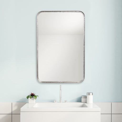 Haus Appeal Miranda 30x20in Wall Mirror | Burnished Silver Leaf Metal Frame | 30 x 20 x 2.12 in | Vertical or Horizontal Hang | Model W00451