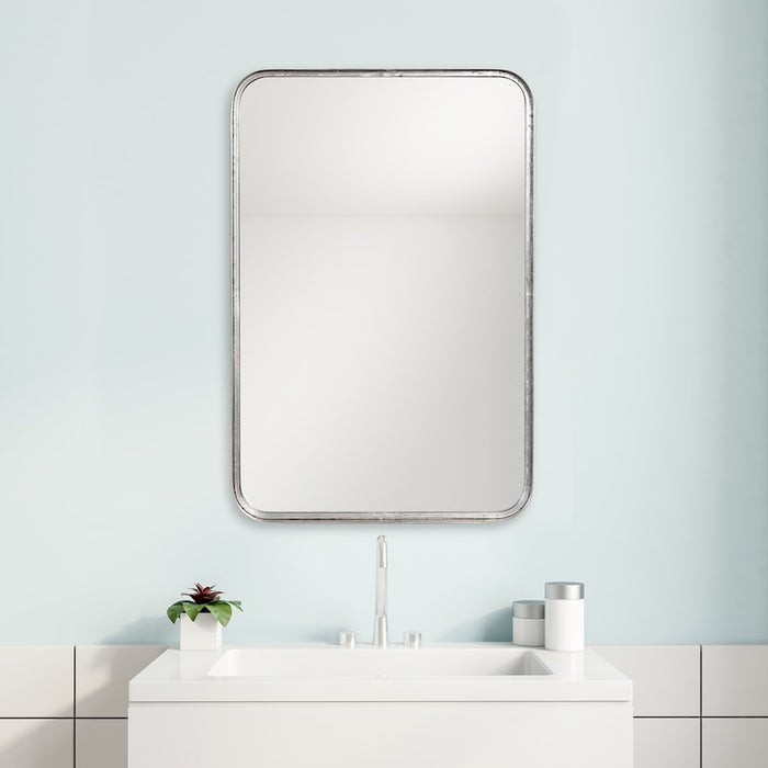 Haus Appeal Miranda 30x20in Wall Mirror | Burnished Silver Leaf Metal Frame | 30 x 20 x 2.12 in | Vertical or Horizontal Hang | Model W00451