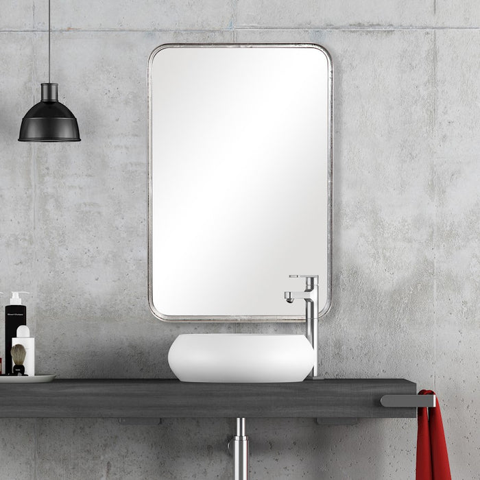 Haus Appeal Miranda 30x20in Wall Mirror | Burnished Silver Leaf Metal Frame | 30 x 20 x 2.12 in | Vertical or Horizontal Hang | Model W00451