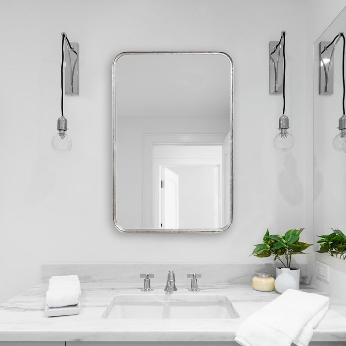Haus Appeal Miranda 30x20in Wall Mirror | Burnished Silver Leaf Metal Frame | 30 x 20 x 2.12 in | Vertical or Horizontal Hang | Model W00451