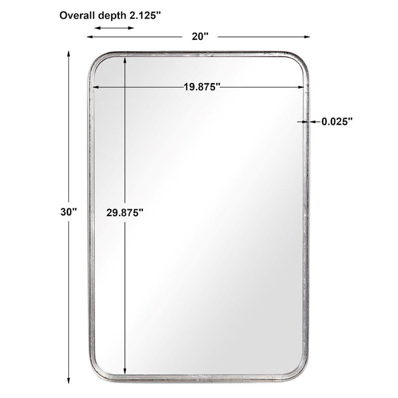 Haus Appeal Miranda 30x20in Wall Mirror | Burnished Silver Leaf Metal Frame | 30 x 20 x 2.12 in | Vertical or Horizontal Hang | Model W00451