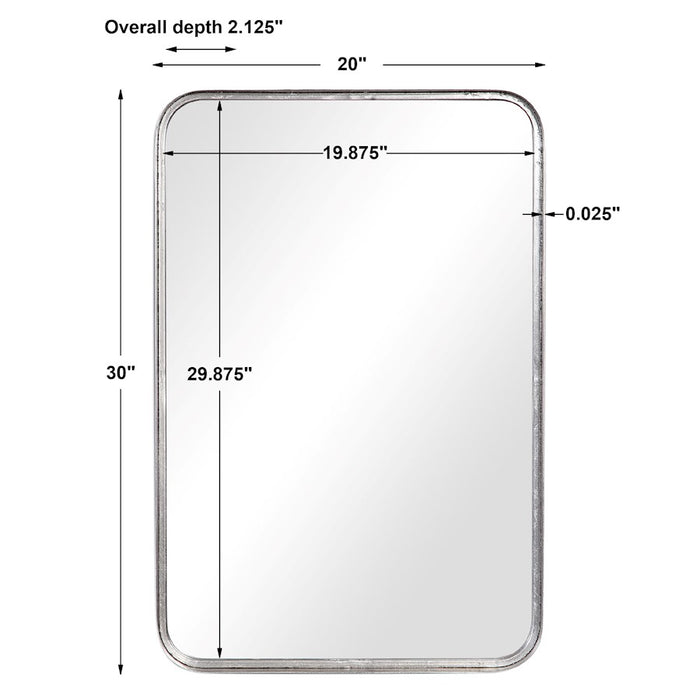 Haus Appeal Miranda 30x20in Wall Mirror | Burnished Silver Leaf Metal Frame | 30 x 20 x 2.12 in | Vertical or Horizontal Hang | Model W00451