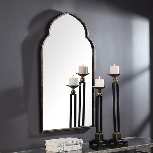 Haus Appeal Othello 38x22in Wall Mirror | Moroccan Dark Bronze & Gold Iron Frame | Entryway & Living Room Accent Mirror | 22 x 38 x 1.25 in| Model W00452